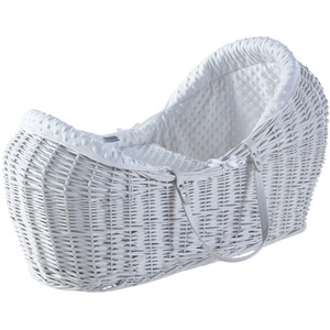 Dimple White Pod Moses Basket with Little Gem Rocking Stand - White by Kinder Valley