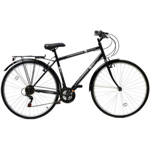 Aurai Trekker Mens Crossbar Hybrid Bike - Black by Aurai
