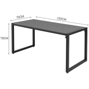 HomeScape Outdoor Dining Set with Benches - Grey Top + Black Frame by Kindred Trading LTD