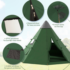 Outsunny 6 Men Tipi Tent by Outsunny