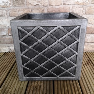 Small Lazio Square Grey Pewter Garden Planter - Grey by Samuel Alexander