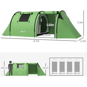Outsunny 2 Room Camping Tent for 3-4 Man, 3000mm Waterproof by Outsunny