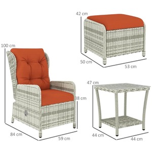 Milano 5 Piece Rattan Bistro Set with Adjustable Back by Chilli Seating