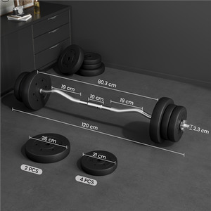 Barbell Weight Set for Strength Training - Black / 119.8cm / 25kg / 120cm by Yaheetech
