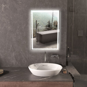 HOMCOM LED Bathroom Mirror with Lights Dimmable Touch Switch Hardwired - Silver by HOMCOM