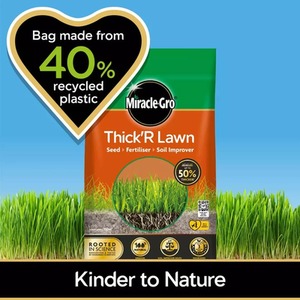 Miracle-Gro Thick R Lawn Grass Seed Fertiliser Soil Improver Nitrogen Feed 4kg - Neutral by Miracle-Gro