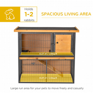 PawHut Wood-metal Small Animal Hutch - Yellow, Black by PawHut
