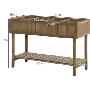 Outsunny Wooden Herb Planter Raised Bed Container - Brown by Outsunny