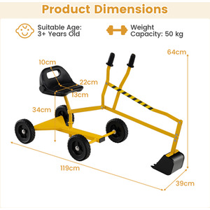 Sand Digger Sandbox Toy Digger - Yellow by Costway