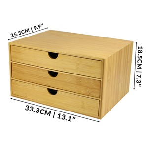 Bamboo Desktop 3 Drawer Organiser - Wide Opening - Brown by Maison & White