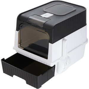 Fully Enclosed UV Sterilization Cat Litter Box - Black by Livingandhome