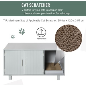 HOMCOM Wooden Cat Litter Box Enclosure House - Grey by HOMCOM