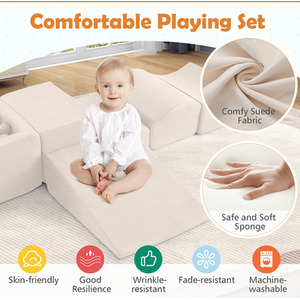 5-Piece Climb and Crawl Playset - White by Costway