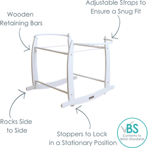 Deluxe Rocking Moses Basket Stand - White by Clair de Lune
