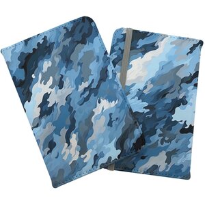 Blue And Grey Canvas Brushstrokes Passport Cover - Blue by Warren Reed - Designer