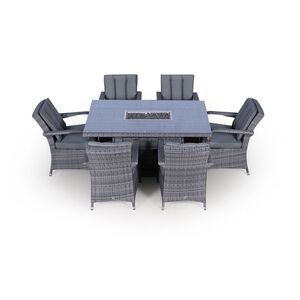 Arizona Fire Pit Square Rattan Patio Dining Set - Grey / 6 by Giardino