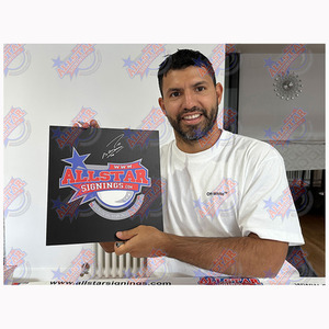 Sergio Aguero Signed and Framed Manchester City photo - Blue by Allstarsignings