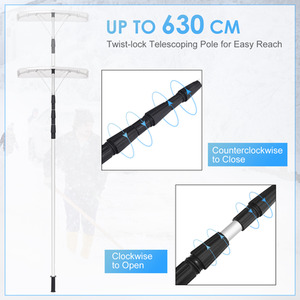 200cm-630cm Roof Cleaning Tool Telescoping Snow Removal Tool - Silver by Costway