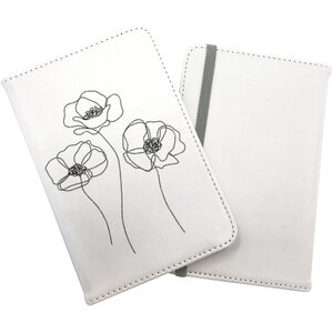 Monochrome Line Drawn Poppies Passport Cover - White by Warren Reed - Designer