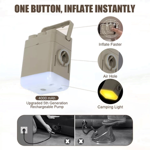 High Raised Inflatable Air Bed with Built-in Pump - Grey / Single by WJ