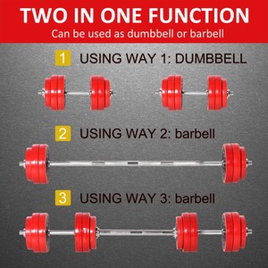 HOMCOM 30KG Two In One Dumbbell and Barbell - Red and Black by HOMCOM