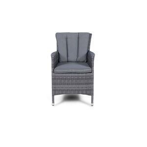 Savannah Fire Pit Round Rattan Patio Dining Set - Grey / 6 by Giardino