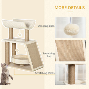 PawHut Cat Tree Tower with Scratching Posts, Pad, Bed, Perch, Toy Ball by PawHut