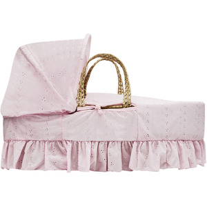 Broderie Anglaise Pink Moses Basket - Pink by Kinder Valley