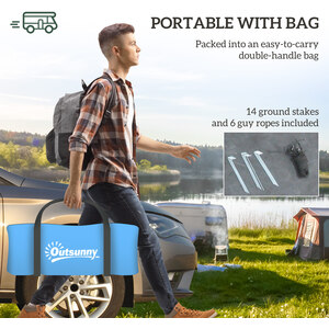 Outsunny 2 Room Camping Tent for 3-4 Man, 3000mm Waterproof by Outsunny