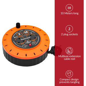 Innoteck 2 Socket Cable Reel - 10m - Orange by Innoteck