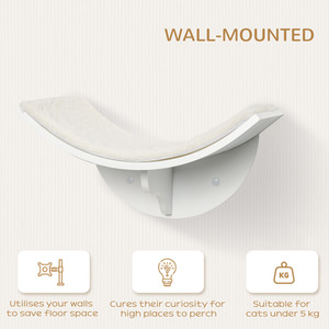 Pawhut Wood Cat Shelve Wall Mounted Shelter Curved Kitten Bed - White by Pawhut