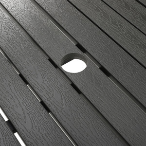 HomeScape Outdoor Dining Set with Benches - Grey Top + Black Frame by Kindred Trading LTD