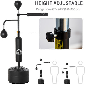 HOMCOM 3-in-1 Boxing Punching Bag Stand with 2 Speedballs - Black by HOMCOM