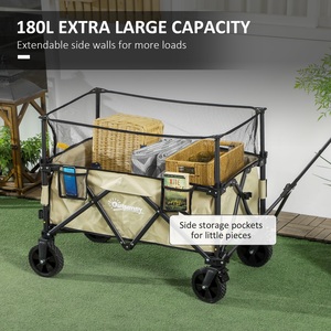 Outsunny 180L Folding Trolley on Wheels with Extendable Side Walls by Outsunny