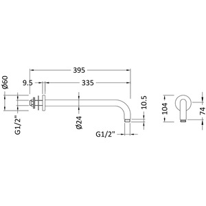 Round Wall Mount Shower Arm Brushed Pewter 345mm - Brushed Pewter by Balterley