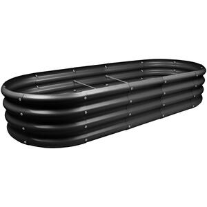 Rounded Galvanised Steel Raised Garden Bed - 180cm x 90cm - 2pc - Black by Harbour Housewares