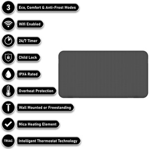 Mica Panel Heater With WiFi and App Control - Grey by Mylek