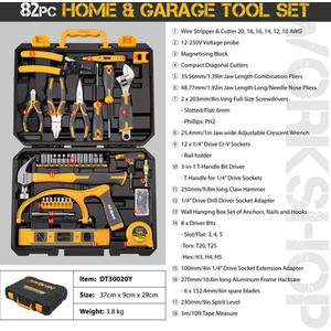 Hi Spec 82 Piece Home and Garage Tool Kit Set - yellow by Hi-Spec