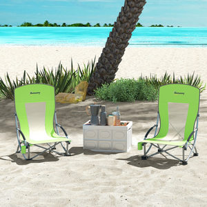 Outsunny Set of 2 Folding Beach Chair with Carry Bag - Green by Outsunny