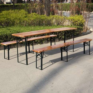 3 Piece Folding Beer Table Set - Natural by BIRCHTREE