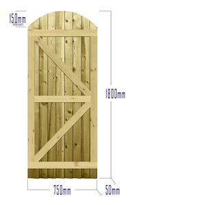 Overlapped Feather Edge Pathway Fully Framed Arch Top Pedestrian Garden Gate - Pressure Treated (Tanalised) / 75cm by Premier Garden Supplies