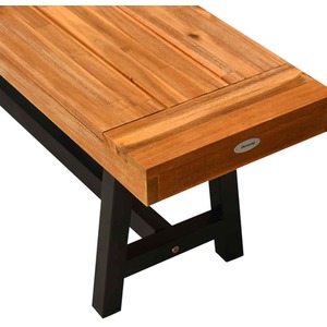 Outsunny Garden 3 Pieces Acacia Wood Picnic Table and 2 Benches Set - Natural wood colour by Outsunny