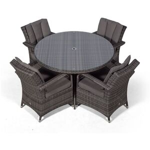 Arizona Round Rattan Patio Dining Set - Grey / 9 by Giardino