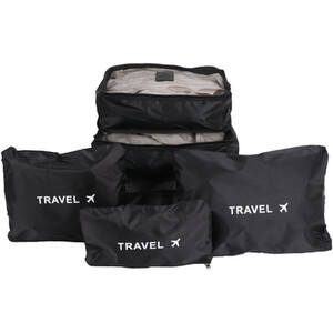Pack of 6 Black Travel Organiser Bags - Black by THE RANGE