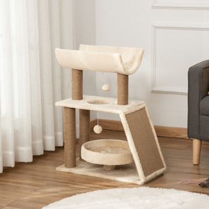 PawHut Cat Tree Tower with Scratching Posts, Pad, Bed, Perch, Toy Ball by PawHut