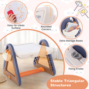 2-in-1 Kids Art Table Easel - Blue by Costway