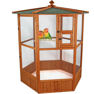 Wooden Aviary Large Bird House Shelter - Natural Wood by Actiaspet