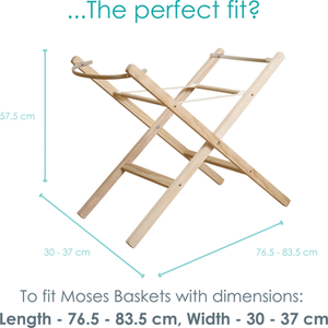 Wooden Folding Moses Basket Stand - Natural by Clair de Lune
