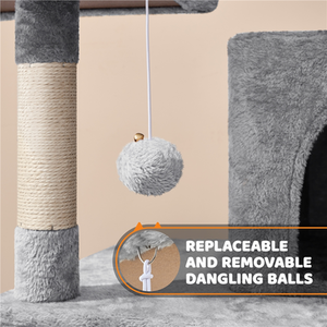 Large Cat Tree with Scratching Posts - Light Grey by Yaheetech