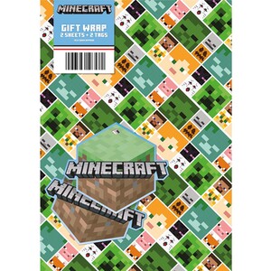 Pack of 2 Minecraft Wrap Sheet and Tags - Green by Minecraft